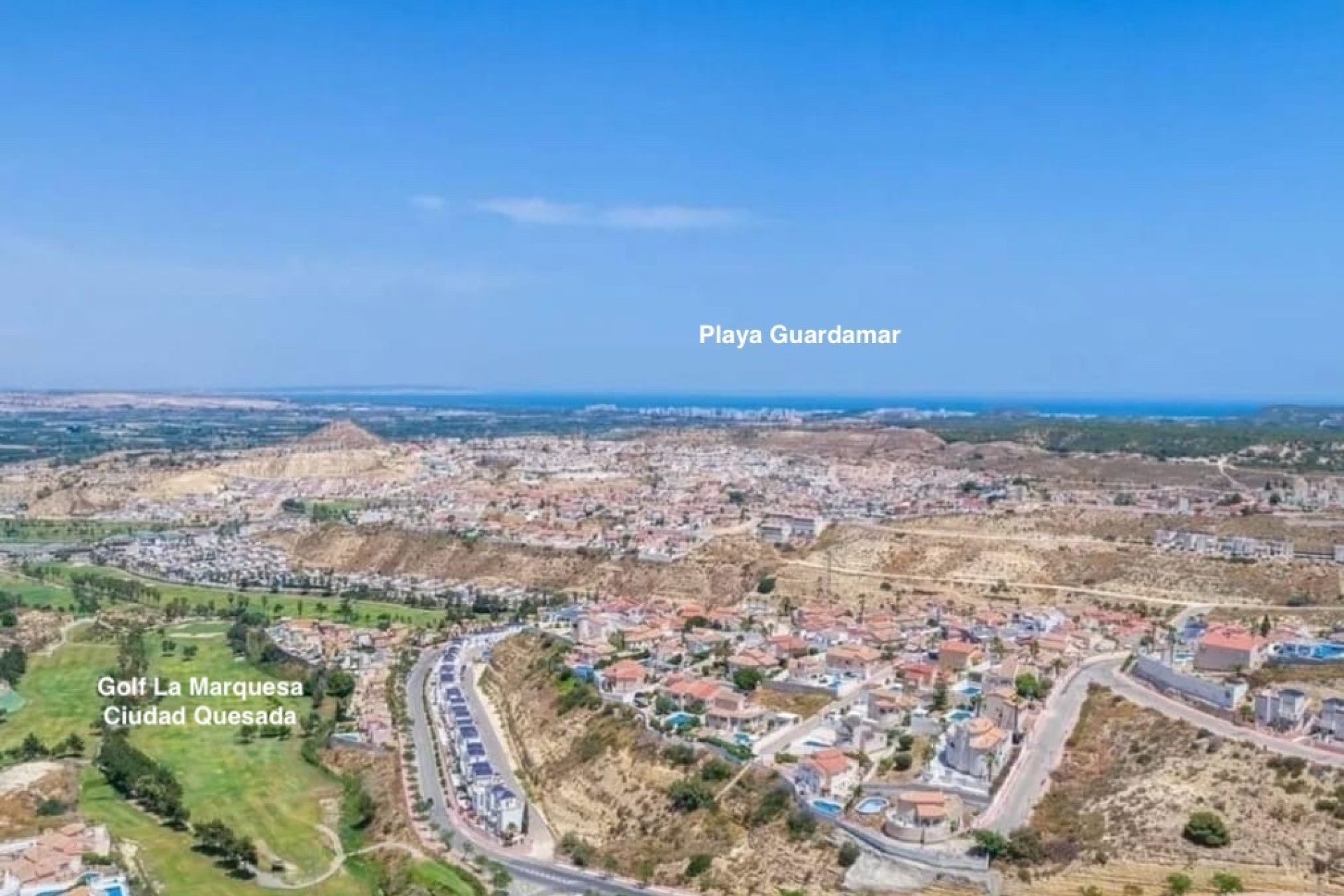 Vue zone et distance de la mer de Guardamar 7km 